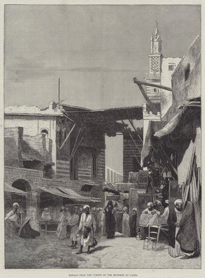 Basar in der Nähe der Straße der Mooskee in Kairo von Charles Auguste Loye